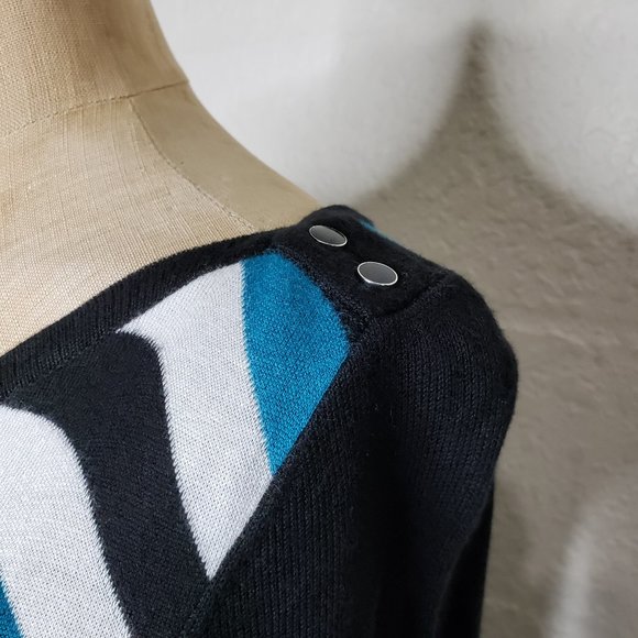 WHBM Black and Blue Asymmetric Hem Sweater Dress S - Picture 15 of 16